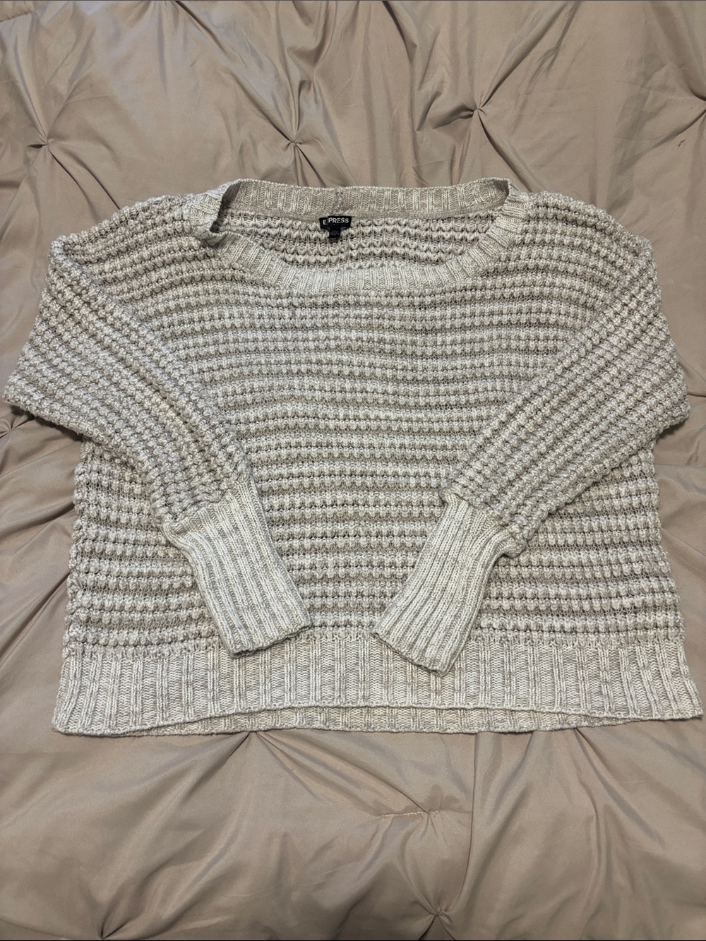 Express Cream Ribbed Chunky Knit Sweater